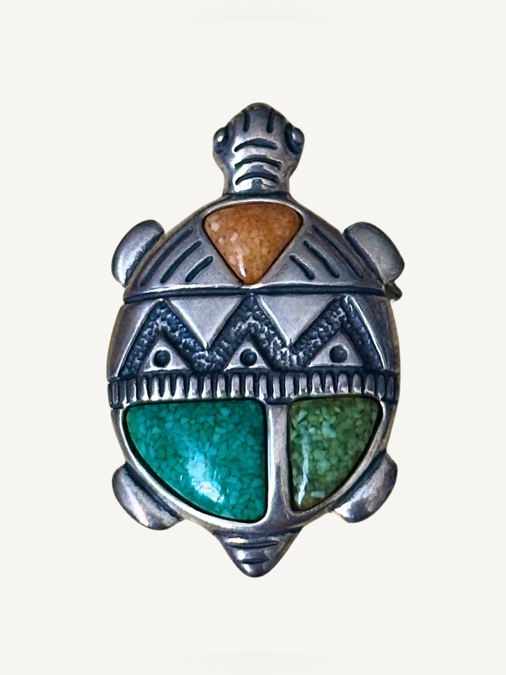 Carolyn Pollack Sterling Silver Turtle Pendant / Brooch Turquoise 925 - Picture 1 of 8